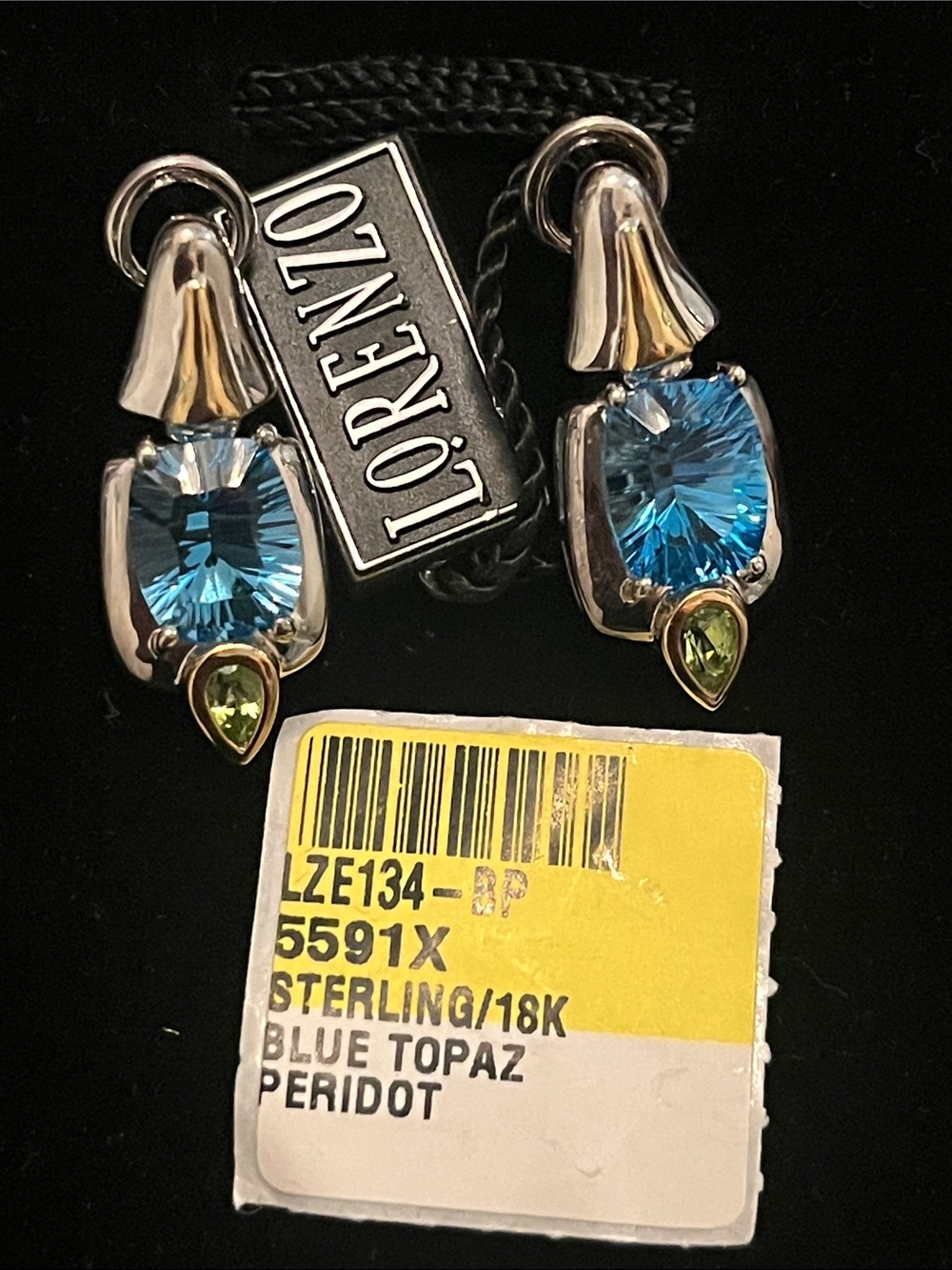 lorenzo Blue Topaz and Peridot Sterling Drop Earrings